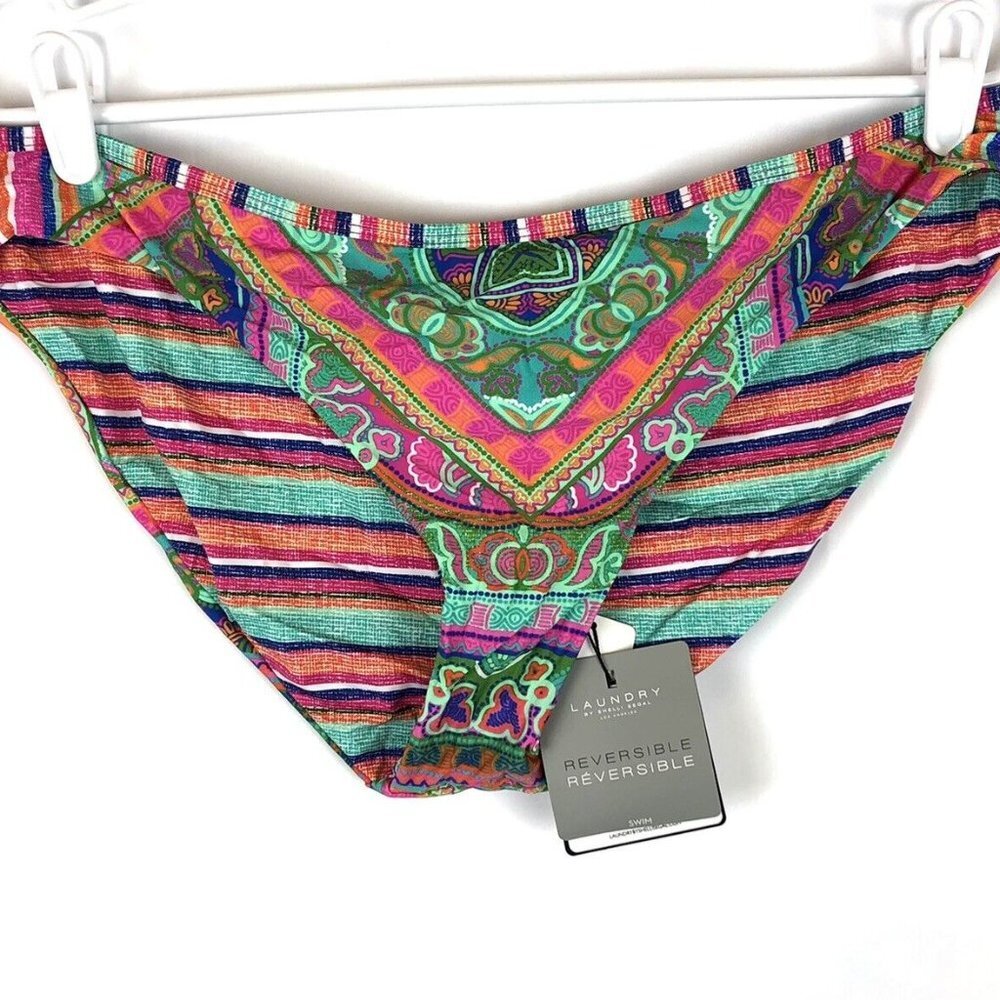 Shelli Segal, Laundry, Women’s Reversible Multicolored Bikini Bottom, Size XL